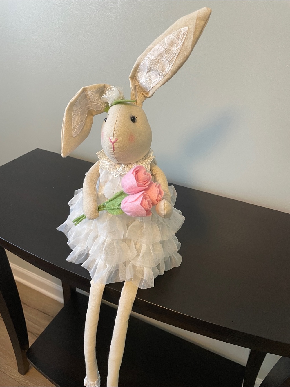 Ballerina Bunny Rabbit White Tutu Shelf Sitter